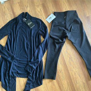 Zyia Lot. Black 20” Capris Size 2 And Navy Everyday Cardigan Xs